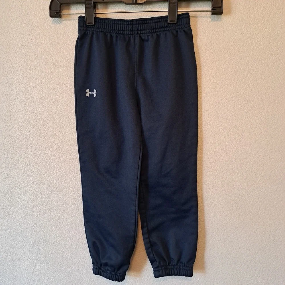 Adidas Track Jacket and Under Armour Joggers Kids Set Black Navy 3T